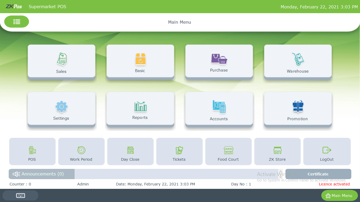 SuperMarket POS ZKPos Web Dashboard